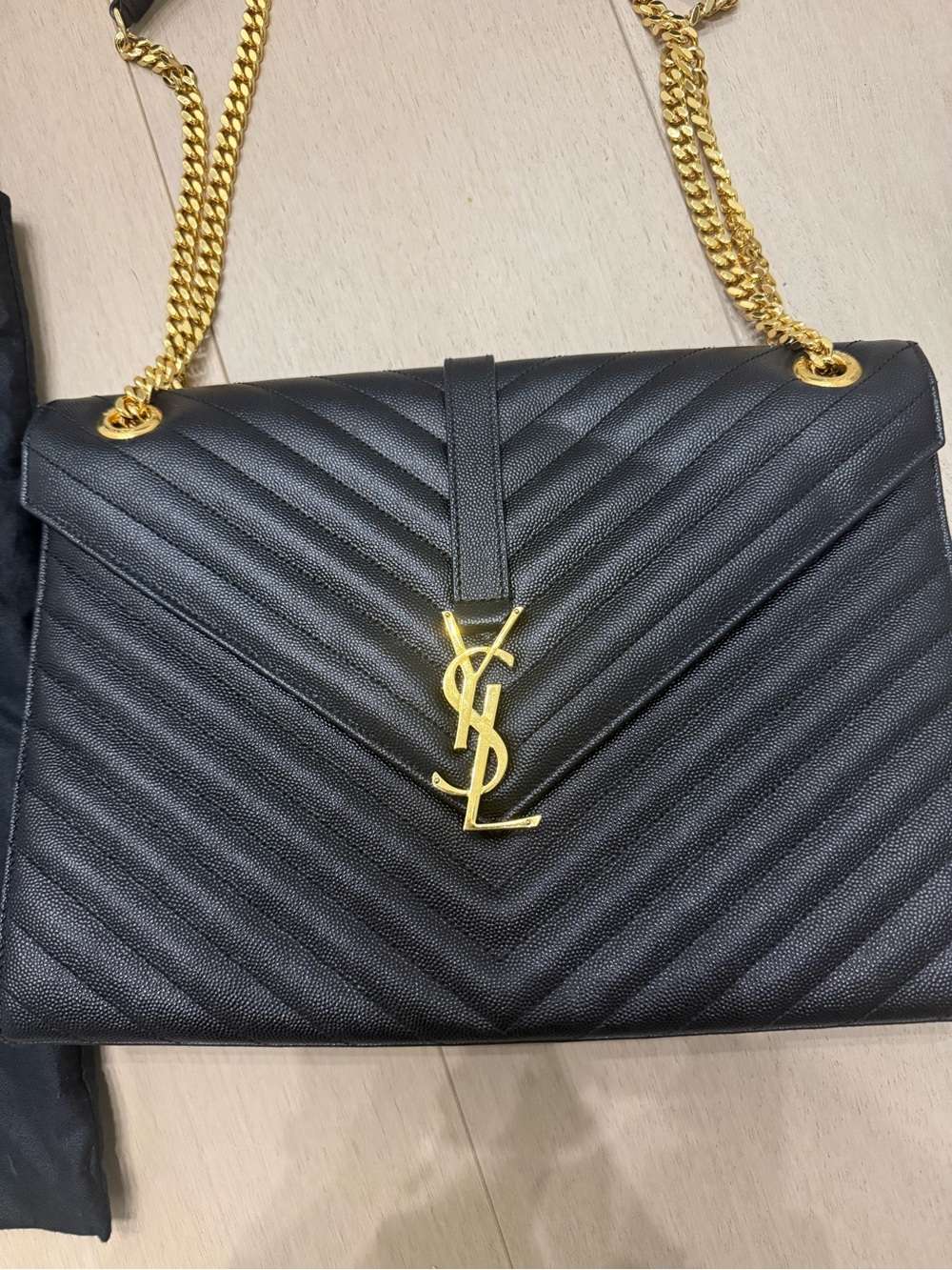 YSL, SAINT LAURENT ENVELOPE LARGE BAG IN MATELASSÉ LEATHER - Picture 3 of 9